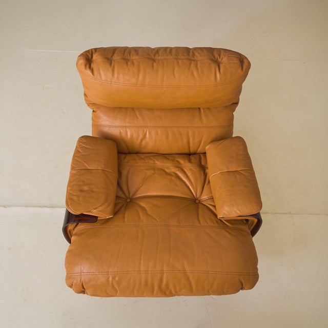 Marsala' Cognac Leather Lounge Chair by Michel Ducaroy for Ligne Roset, 1970s For Sale In Chicago - Image 6 of 11