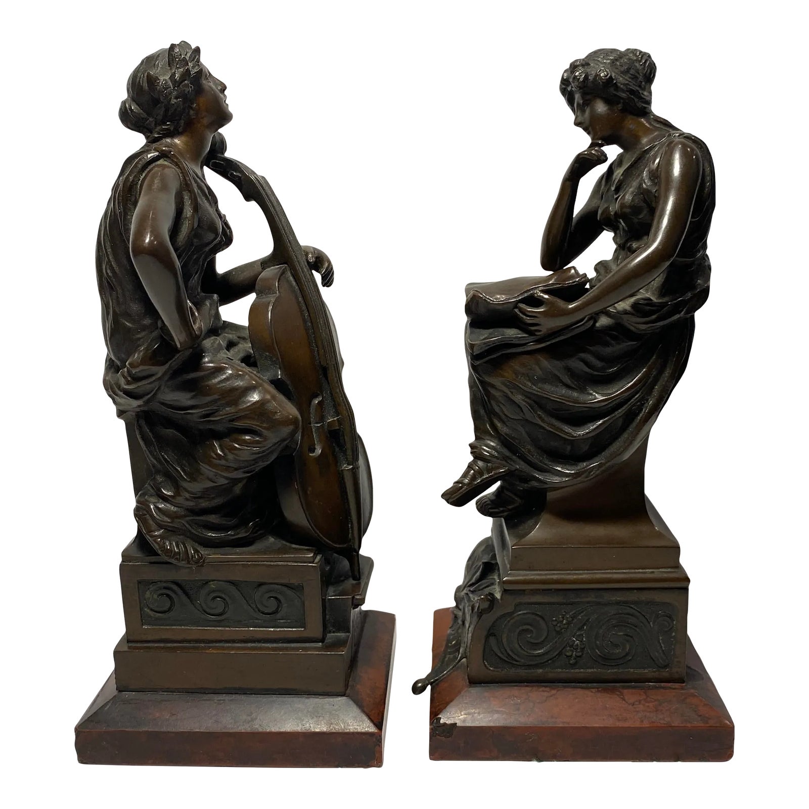 Antique Ruffino Besserdich Bronze Sculptures of Muses a Pair Chairish