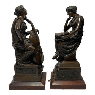 Antique Ruffino Besserdich Bronze Sculptures of Muses - a Pair For Sale
