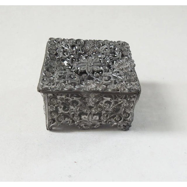 Small Antique Pierced Pewter Ring Box For Sale - Image 4 of 7
