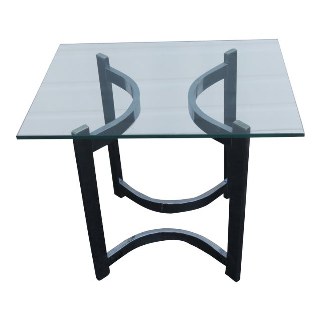 Hollywood Regency Mid Century Chrome Glass Top Side End Table 6421 For Sale