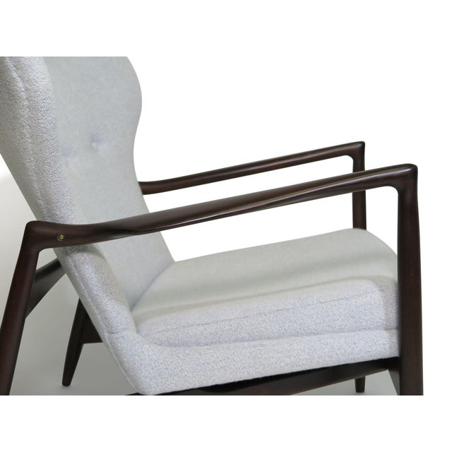 Mid 20th Century Mid 20th Century Restored Ib Kofod Larsen Highback Lounge Chair and Ottoman in New Fabric For Sale - Image 5 of 14