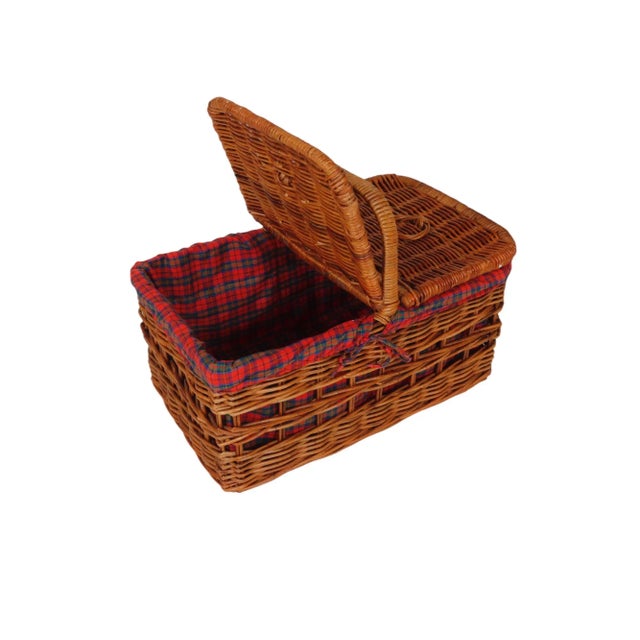 Rustic Woven Rattan Picnic Hamper Basket For Sale - Image 3 of 6
