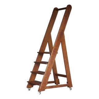 Vintage Oak Library Steps, 1930s For Sale