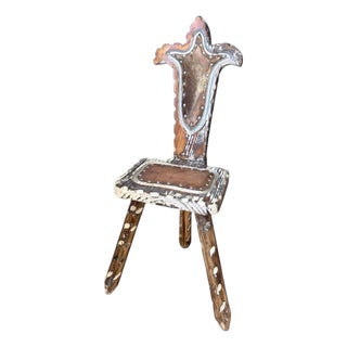 Spanish Brutalist Chair with Mohair Seat For Sale
