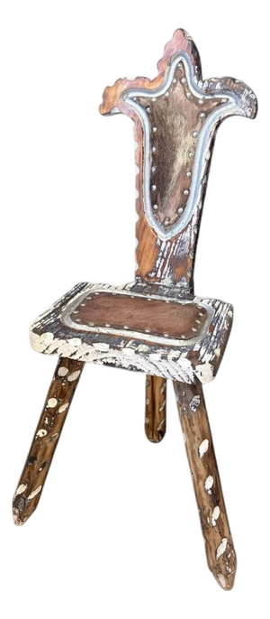 Spanish Brutalist Chair with Mohair Seat