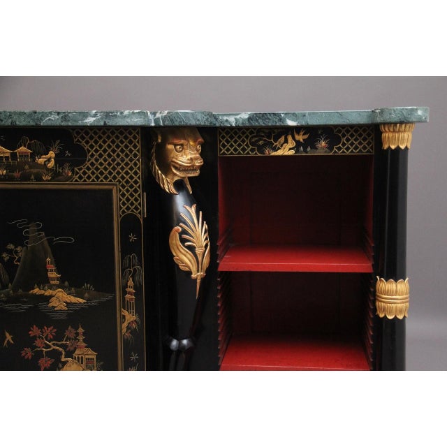 Wood Vintage Chinoiserie Cabinet with Marble Top, 1920 For Sale - Image 7 of 18