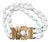 Vintage 1960s Signed Napier Goldtone & White Beaded Asian Influenced Bracelet For Sale