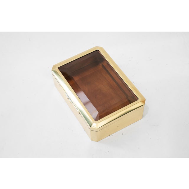 Art Deco Brass Jewerly Box with Cut Glass, 1920s For Sale - Image 3 of 17