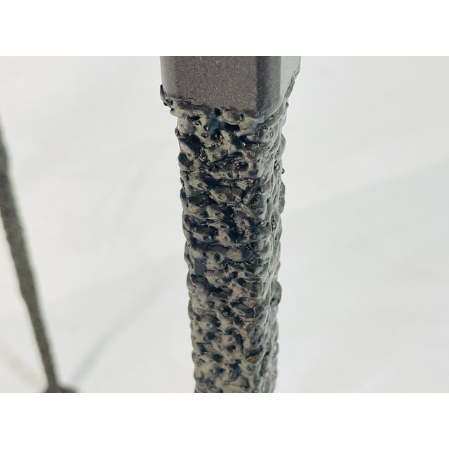 Vintage Brutalist Dining Table With Glass Top and Sculptural Textured Metal Base For Sale - Image 13 of 18