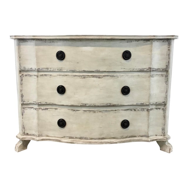 Shabby Chic Modern Painted White Serpentine Chest Of Drawers