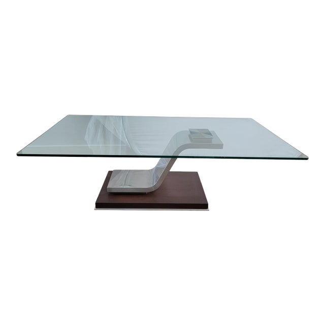 Chrome and Wooden Chrome Coffee Table For Sale