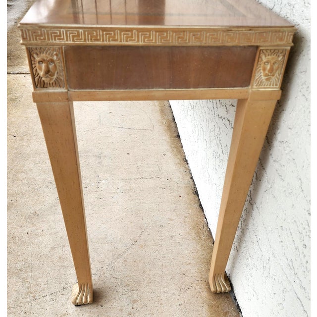 Italian Neoclassical Console Table Lion Heads Greek Key Vintage For Sale - Image 12 of 14