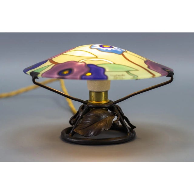 Art Deco Enameled Glass Table Lamp by Maxonade Verrier Dart, Paris For Sale - Image 10 of 18