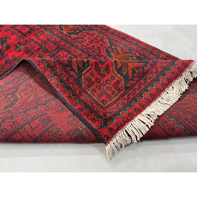 Extra-Long Red & Navy Turkmen Bukhara-Style Wool Runner, 2'8" X 19'3" For Sale - Image 15 of 16