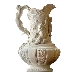 Swedish Neoclassical Creamware Jug from Gustafsberg, Late 19th Century For Sale