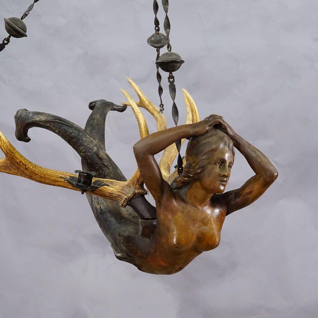 Cabin Antique Lusterweibchen of a Mermaid Ca. 1880 For Sale - Image 3 of 8