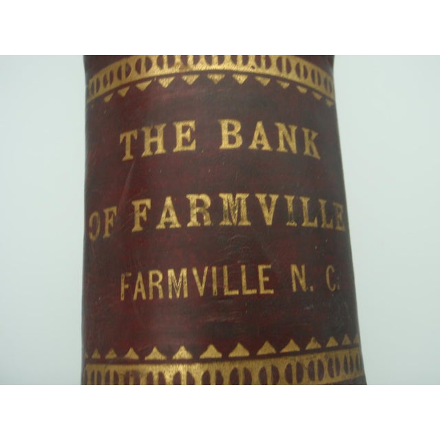 Traditional Antique Extra Large Leather General Bank Ledger Farmville Nc 1909 For Sale - Image 3 of 16