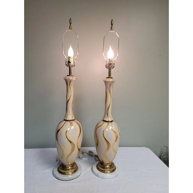 1950s Pair of Hollywood Regency Lamps For Sale - Image 9 of 11