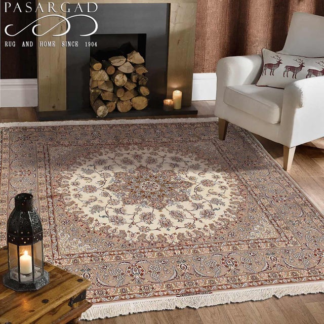 2020s Ivory Fine Isfahan Silk & Wool For Sale In Washington DC - Image 6 of 6