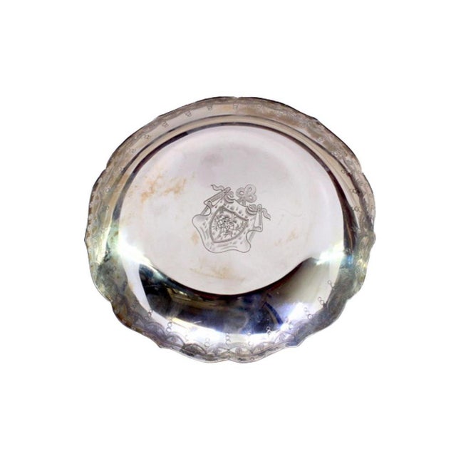 Silver Plate with Scalloped Rim, Engraved Garlands and East India Company Symbol For Sale - Image 6 of 6