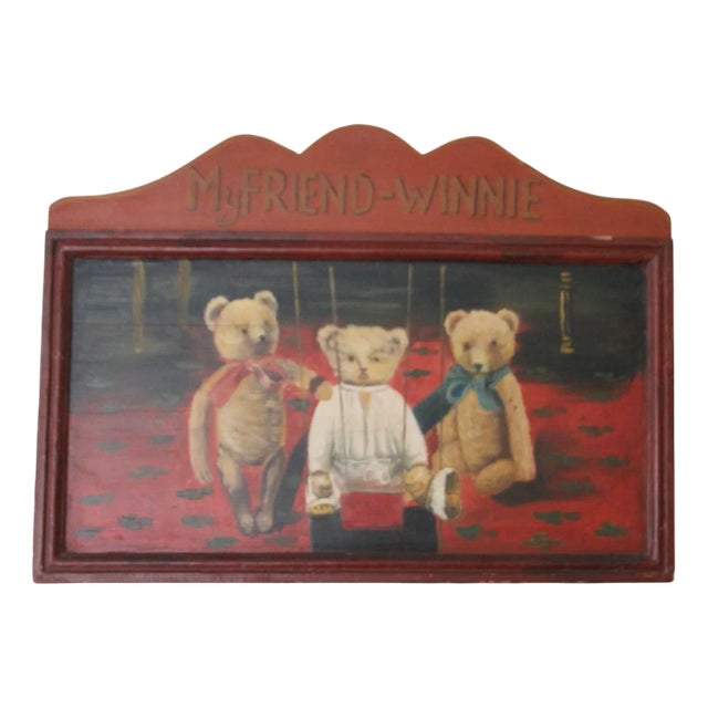Wooden Teddy Bear Wall Panel, 1970s For Sale