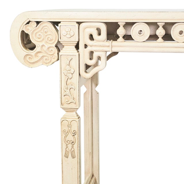 64" Asian Modern Chinoiserie Cream Lacquer Console Table For Sale In San Francisco - Image 6 of 14