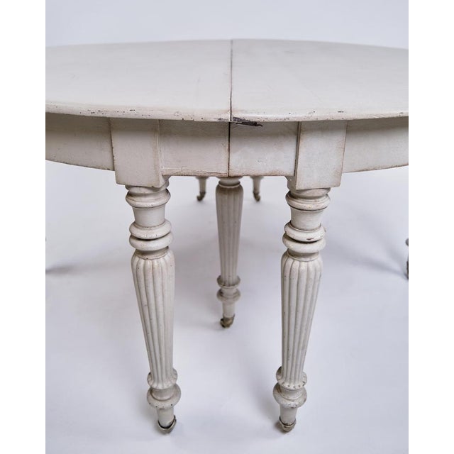 Gustavian Style Round Dining Table with Brass Wheels, 1780s For Sale - Image 3 of 12