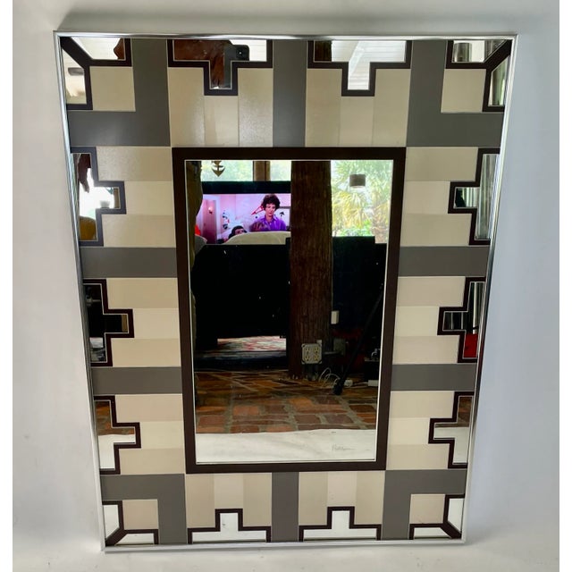 Vintage Mid-century Modern Wall Art Mirror Greg Copeland Studio Collection signed by artist. Features a fantastic display...