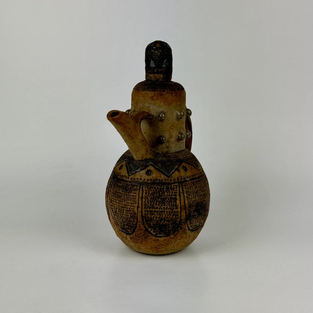 Mid-Century Modern Signed, Vintage Mid Century Modern Ceramic Lidded Pitcher by Tom Hill For Sale - Image 3 of 12