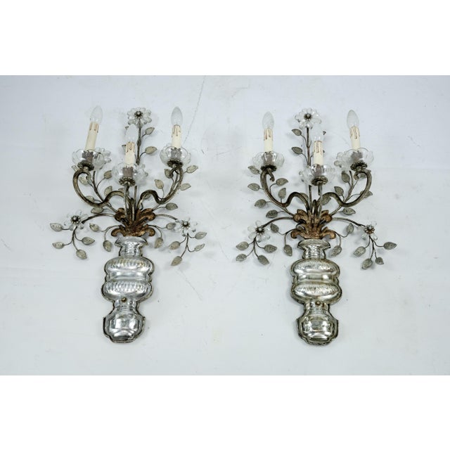 French Crystal Bronze Sconce Rings attributed to Maison Baguès, 1960s, Set of 2 For Sale - Image 4 of 18