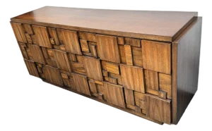Lane Furniture Staccato Brutalist Lowboy Dresser, Circa 1970's