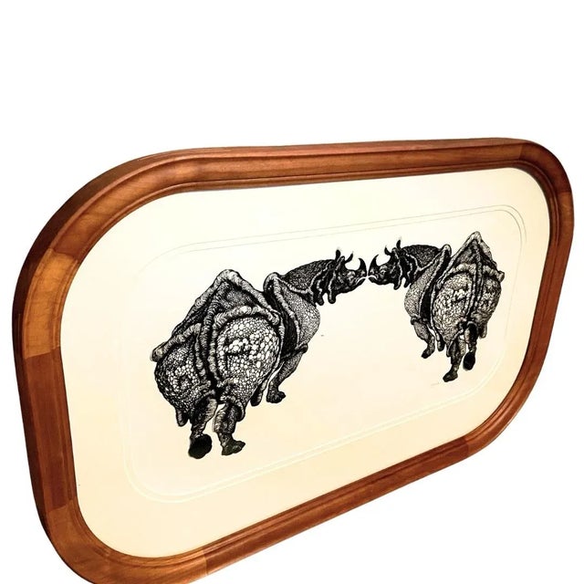 African 1990s Rhino a Fine Art Master Paper Cutting by Museum Collected Artist Ernst Oppliger For Sale - Image 3 of 12