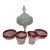 Vintage Indiana Glass Diamond Point Ruby Flash Holiday Set - 5 Pieces For Sale