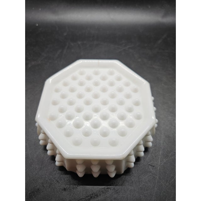 Fenton Brothers Vintage - 4¼" Milk Glass Hobnail Ashtray, Octagon Shaped For Sale - Image 4 of 4