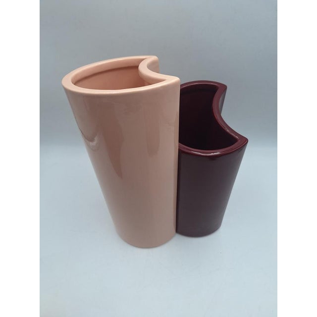 Paint V-Bol Vases in Glazed Clay by Zaven for Zanotta, 1990s, Set of 2 For Sale - Image 7 of 12