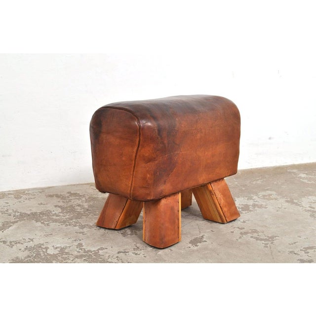 1930s Vintage Leather Gymnastic Stool, 1930s For Sale - Image 5 of 7
