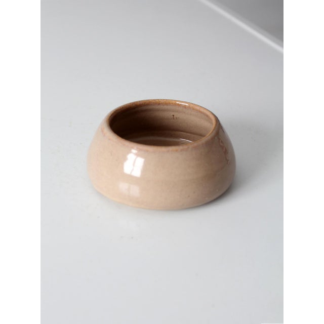 Tan Vintage Handmade Studio Pottery Bowl For Sale - Image 8 of 9