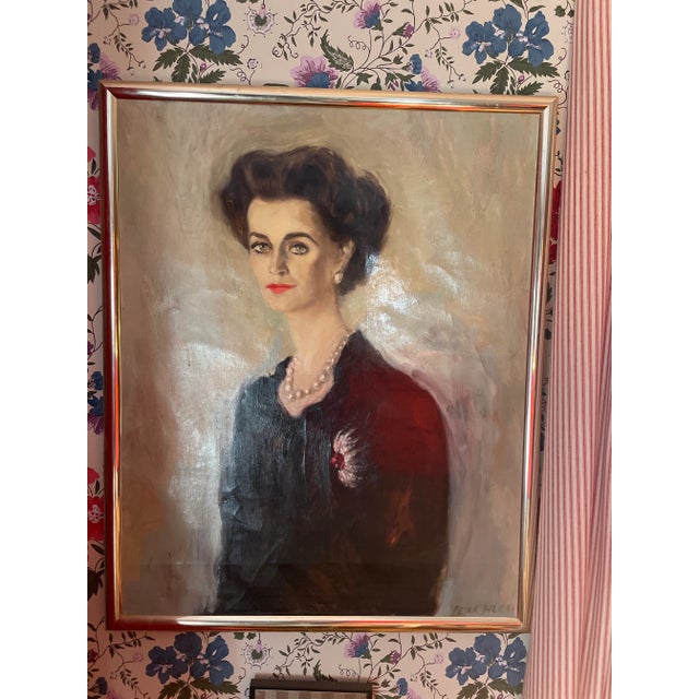 1980s Portrait of Margaret, Duchess of Argyle by Peter Sheil 1984 For Sale - Image 5 of 5