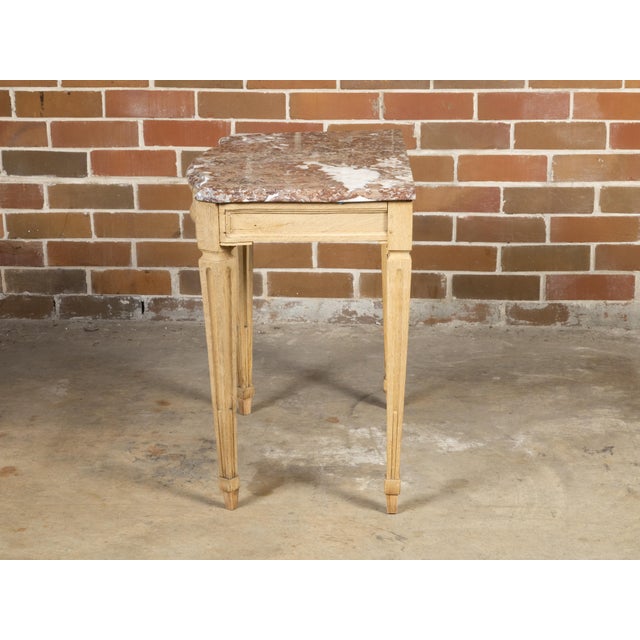 Italian Neoclassical 19th Century Bleached Oak Console Table with Red Marble Top For Sale - Image 9 of 11