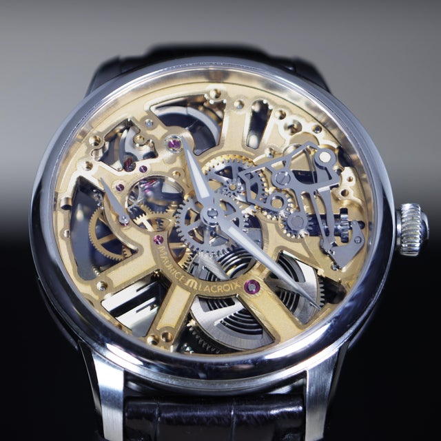 Contemporary Maurice Lacroix Masterpiece Mp7228 Gold-Tone Skeleton Dial Watch For Sale - Image 3 of 15