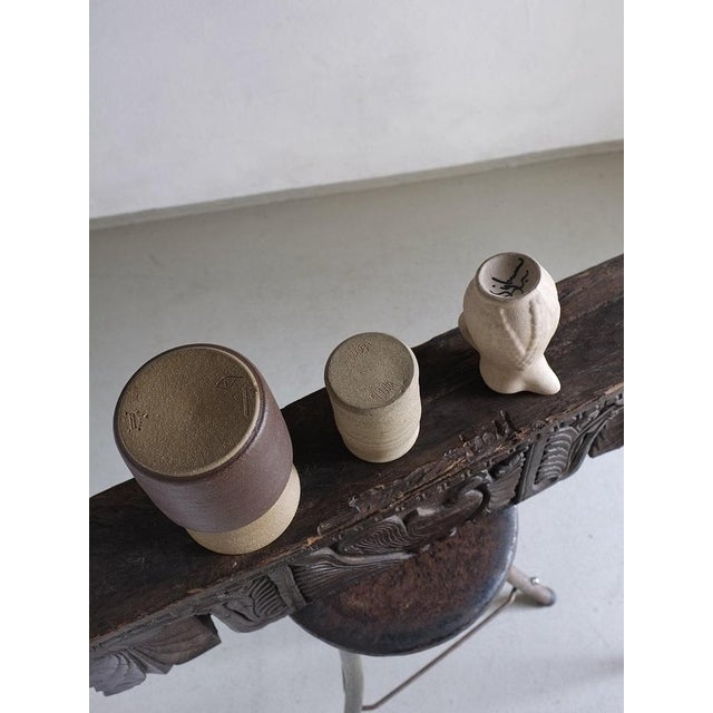 Danish Beige Stoneware Vase Set from Soholm, 1960s, Set of 3 For Sale - Image 4 of 6