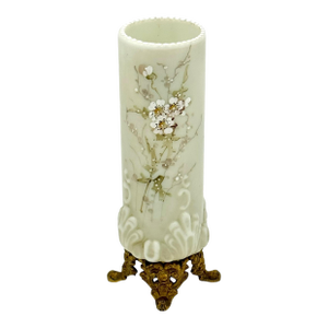 Antique Victorian C. F. Monroe Wave Crest Fine Vase Gilt Metal Footed Base