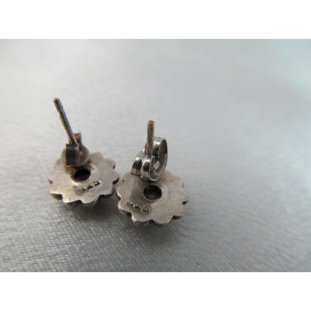 1950s Southwestern Amethyst and Sterling Petit Point Stud Earrings - 2 Pieces For Sale - Image 6 of 6