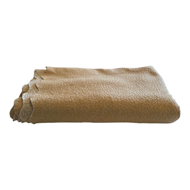 Portuguese Colchas Domingos Heavyweight Cotton Matelassé Oversized Queen Coverlet | Soft Buttercream For Sale