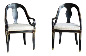Late 20th Century Karges Neo Classic Dining Arm Chairs - a Pair