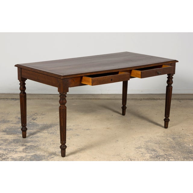 Late 19th Century Late 19th Century French Louis XVI Style Oak Writing Table For Sale - Image 5 of 17