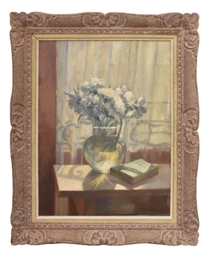 Francisque Guillermin, Carnation Flowers, Early 20th Century, Oil on Canvas, Framed