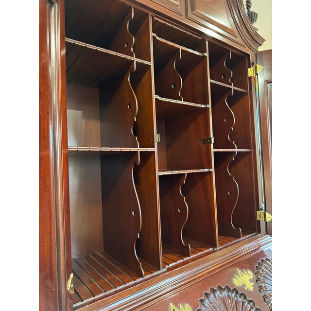 Kindel Winterthur Mahogany Secretary Desk | Colonial Chippendale Style | Solid Wood Vintage Cabinet For Sale - Image 14 of 17