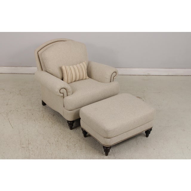 Age: C.2021 Details: Nice Turned Legs High Quality Construction Tack Head Trim Chair Was In Model Home & Never Actually...